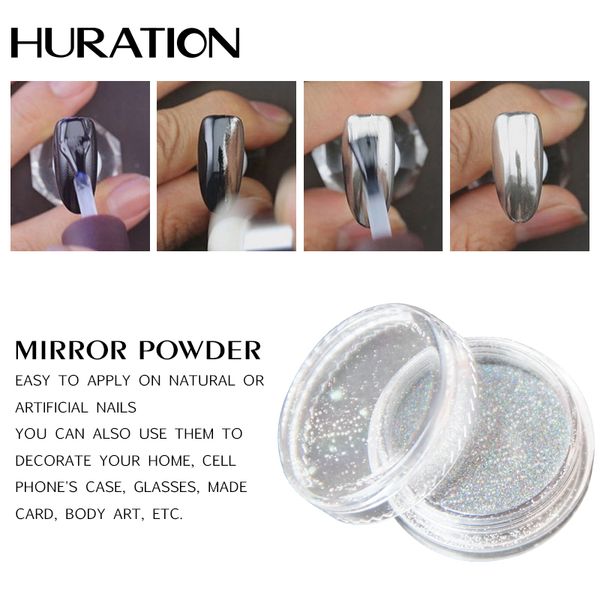 

hutation 1g nail glitter mirror pigment powder gold blue purple dust nail art glitter chrome powder decorations manicure gel, Silver;gold