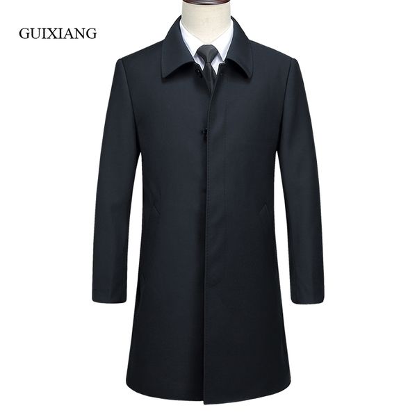 

2017 new arrival style men boutique trench coat business casual solid covered button men's black jacket overcoat size -3xl, Tan;black