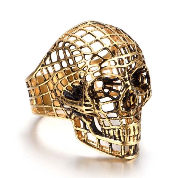 

wholesale alloy ring skull for man unique gothic punk retro sport biker skeleton male finger rings, Silver