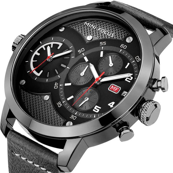

bofute male watches sports watch double movement calendar luminous waterproof genuine leather strap 0030g, Slivery;brown