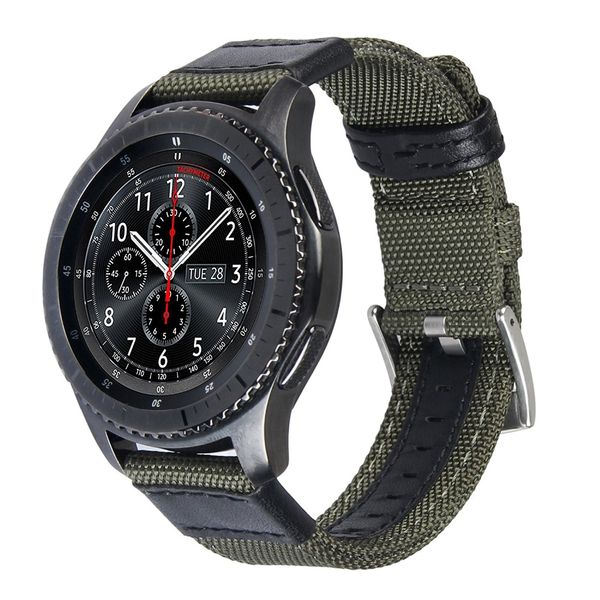 

v-moro 22mm woven nylon watch strap for gear s3 band replacement bracelet for gear s3 classic frontier smart watch, Black;brown