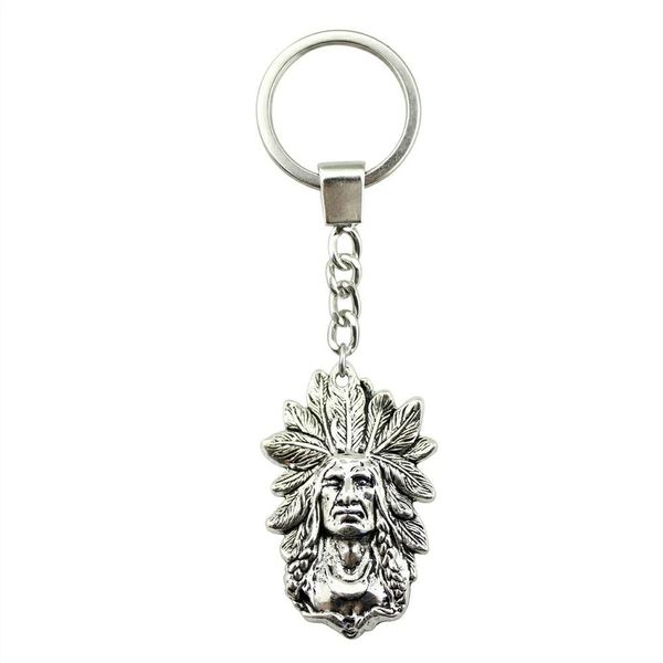 

6 pieces key chain women key rings couple keychain for keys indian chief 58x35mm, Slivery;golden