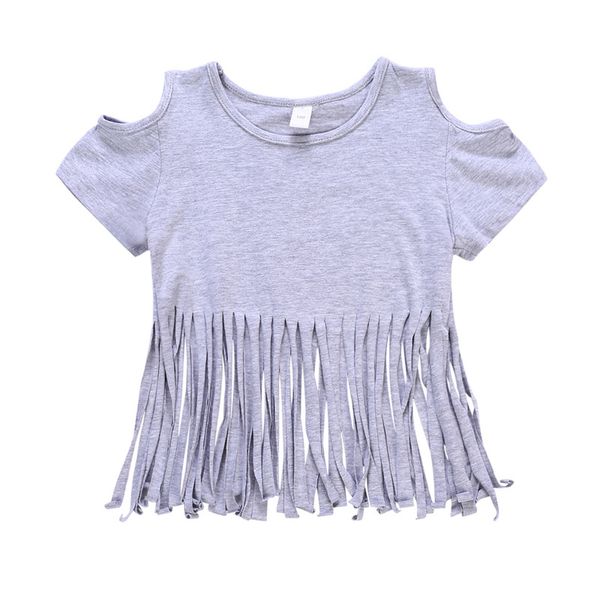 Bebek Giysileri Bebek Çocuk Kız T-Shirt Kısa Kollu Pamuklu Püskül Gömlek Tops Çocuk Kız Yumuşak Yelek Yaz Giysileri Bir Adet 1-4 T Için
