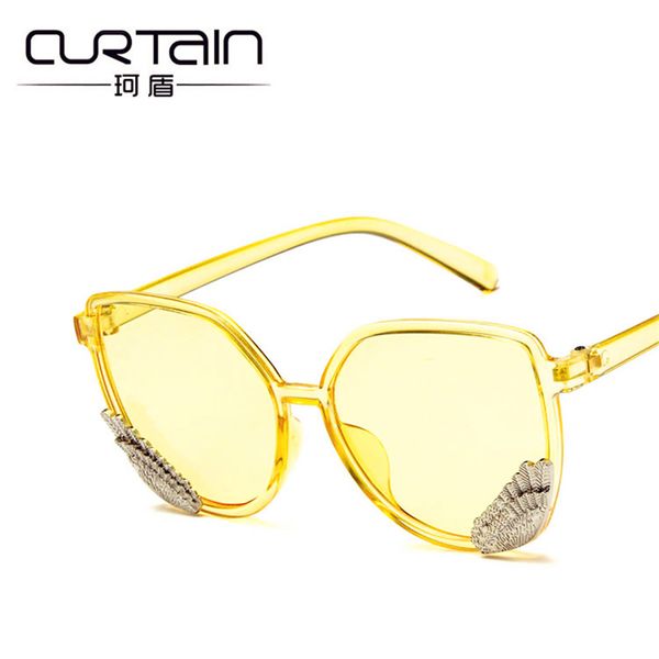 

curtain zonnebril dames pink trending wings sun glasses cat's eye transparent colorful men women angel wings sunglasses vintage, White;black