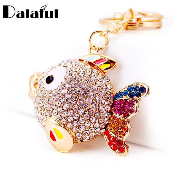 

key rings fashion colorful crystal tail fish goldfish keychains handbag llaveros keyrings chains purse bag pendant for car women k252, Slivery;golden