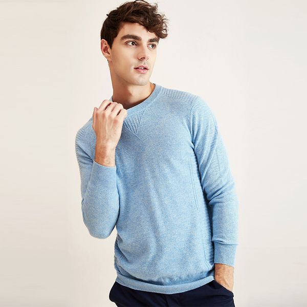 

zhili men's o-neck casual cashmere sweater, White;black