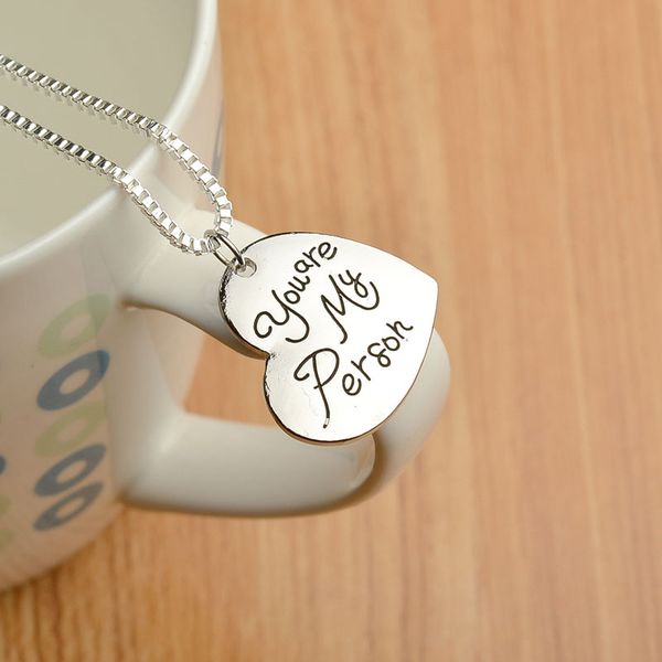 

new friend necklace you are my person pendant necklace for couples lovers fashion jewelry gift, Silver