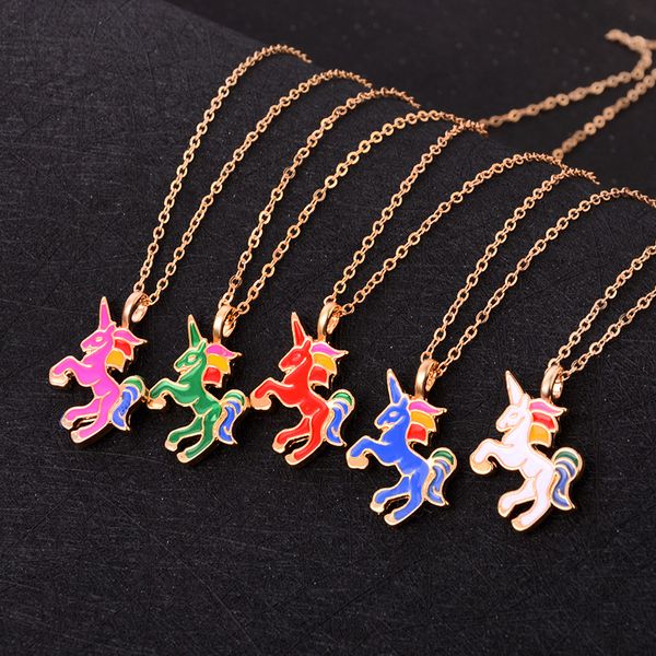 Colar com Pingente Cavalo Pegasus Colar Esmaltado Animal Unicórnio Colar com Pingente Desenhos Animados Colar Gargantilha