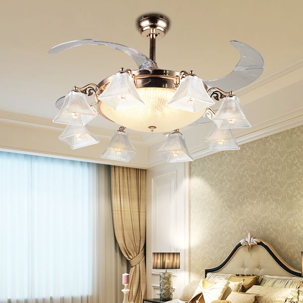 2019 High Quality Luxury Led E14 8 Invisible Retractable Ceiling Fans With Light Living Room Folding Ceiling Fan Lamp Remote Control From Amarylly
