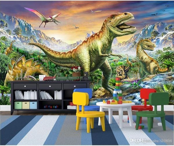 

3d wallpaper custom p forest tyrannosaurus jurassic dinosaur world children's room 3d wall murals wallpaper for walls 3 d living ro