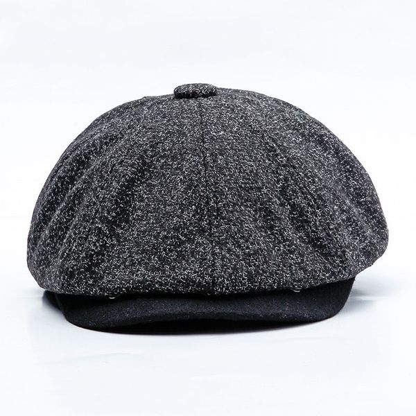 

black grey male female retro flat caps women hat man newsboy caps tweed warm winter visors autumn octagonal hat, Blue;gray