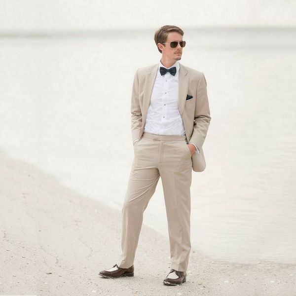 Khaki Linen Beach Wedding Suits For Men Blazers Jacket Pants Slim Fit Groomsmen Wear Casual Prom Party Terno Masculino Groom Canada 2019 From Cxmen