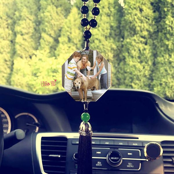 Personalized Photo Diy Car Decoration Ornaments Customized Pictures Image Crystal Pendant With Tassel Automobile Car Accessories Best Interior Car