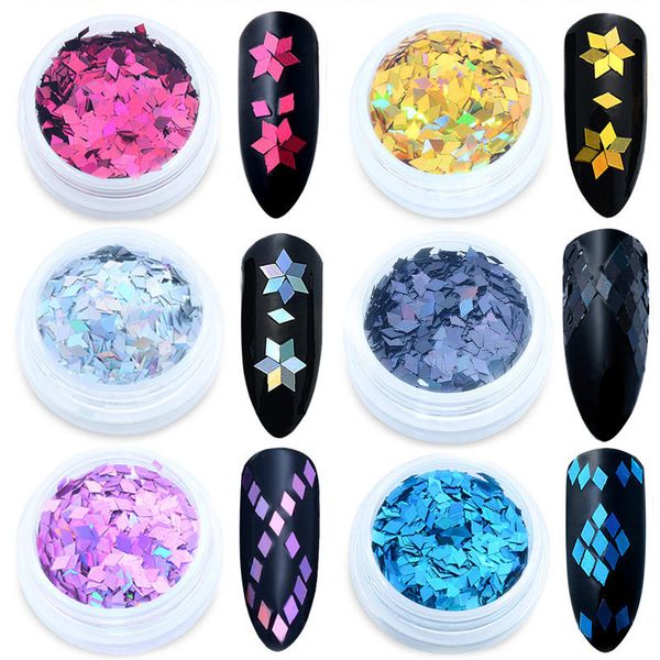 

2018 new nail design accessoires colorful rhombus nail sequin selling manicure pedicure supply art decoration, Silver;gold