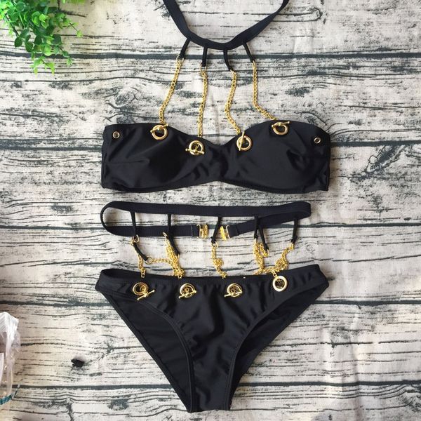 

swim wear 2018 metal chain designers bikinis push up swimwear women beach biquinis female beach swim wear bathing suit woman swimsuit