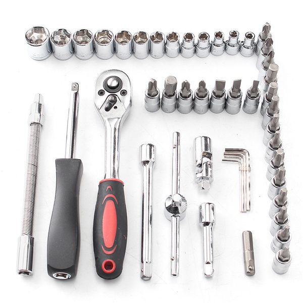 Freeshipping 46 Pçs / lote Unidade Heavy Duty Telescópica Shaft Ratchet Handle Chave Soquete Spanner Set