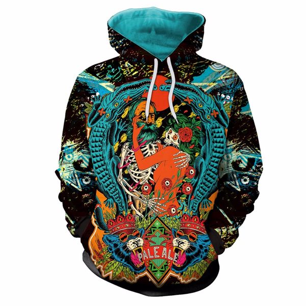 

el barco] 3d skull print men women hoodies winter cotton funny hip hop slim sweatshirt male pullover coat soft outwear 2xl, Black