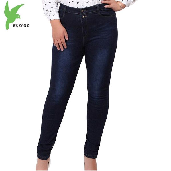 

plus size 5xl jeans for women 2018 spring autumn casual trousers high elasticity pencil pants slim female denim pants okxgnz2072, Blue