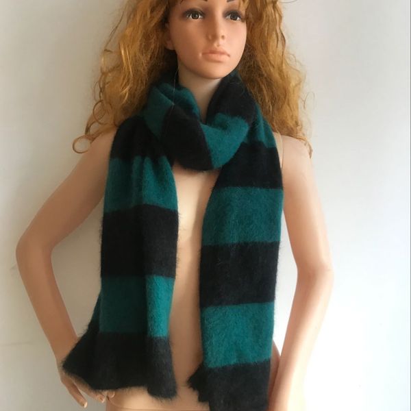 

lovelydonkey velvet scarf shawl scarf mink cashmere striped thick warm m1023, Blue;gray