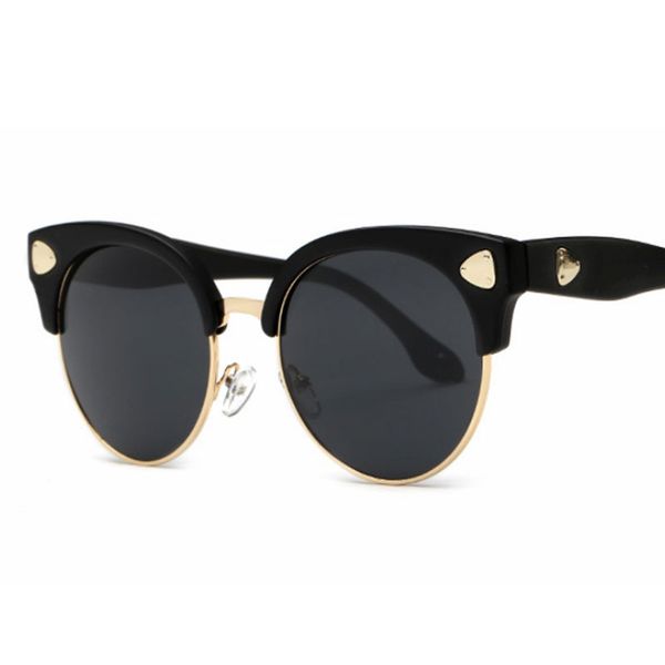 

sheli retro half frame rivet cat eye sunglasses fashion ladies glasses uv400, White;black