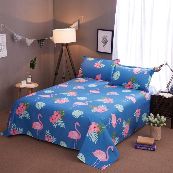 

polyester flower plant printted bed sheets  flat sheet set king size 3pcs bedcovers comfortable suitable for all seasons