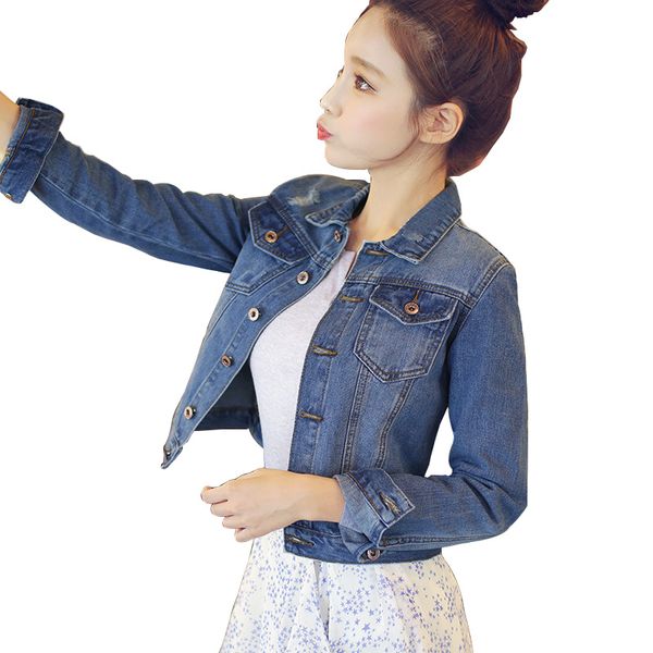 

broken cowboy jacket female short korean spring and autumn short jacket slim fit cowboy dress 2018 new tide, Black;brown