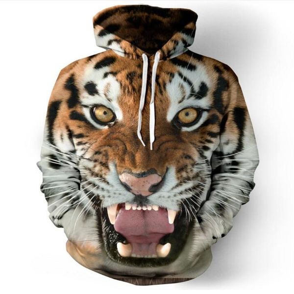 

men/women hoodies hooded college jacket 3d print tiger men sweatshirt long sleeve cap hoodies lovely tracksuit hoody, Black