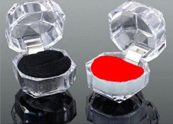 Scatola per anelli in acrilico per esposizione di imballaggi per gioielli Custodie trasparenti per regalo ad anello Vendita calda GA35