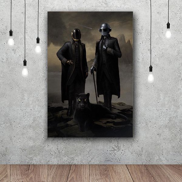 

daft punk the weeknd starboy metallic rap music stars a4 art print poster silk light canvas painting home decor