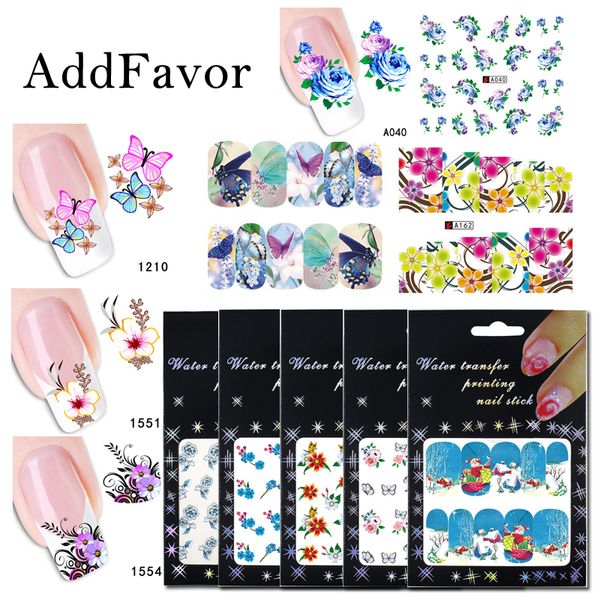

addfavor 50pcs/pack nail sticker water transfer fingernails stickers decal nail art decoration diy design manicure tip wholesale, Black