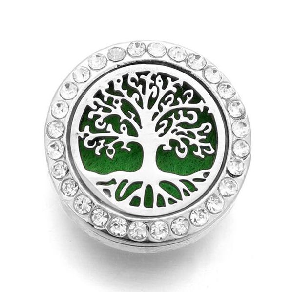 

10pcs life tree perfume locket magnetic stainless steel aromatherapy locket essential oil diffuser 18mm snap button jewelry, Bronze;silver