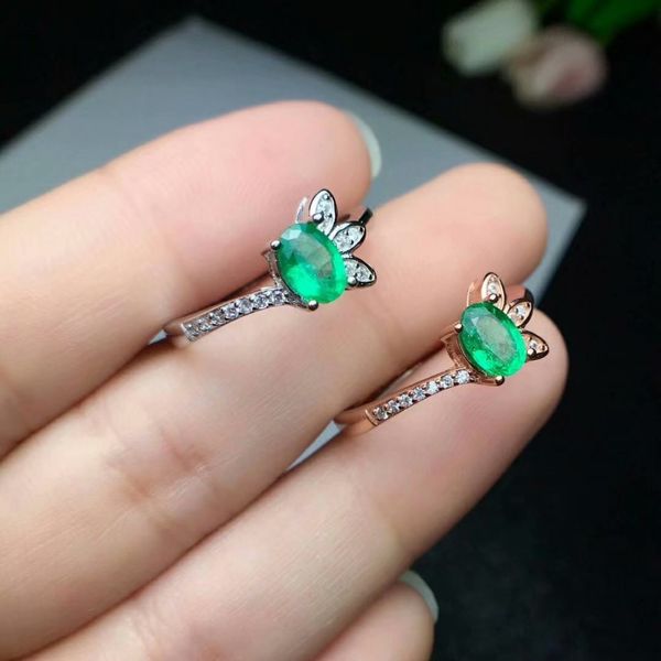 

shilovem 925 sterling silver natural emerald rings fine jewelry wedding gift women trendy wedding open wholesale cj040501agml, Golden;silver