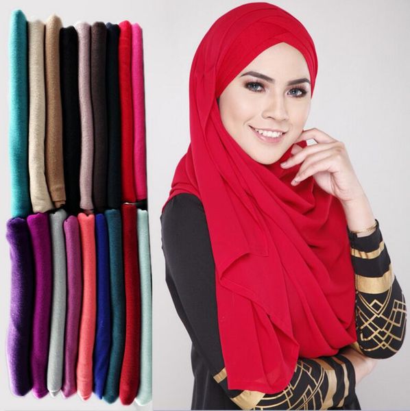 

78 colors muslim women hijab scarves 2018 selling high-quality solid color ethnic pearl chiffon bubble scarf, Blue;gray