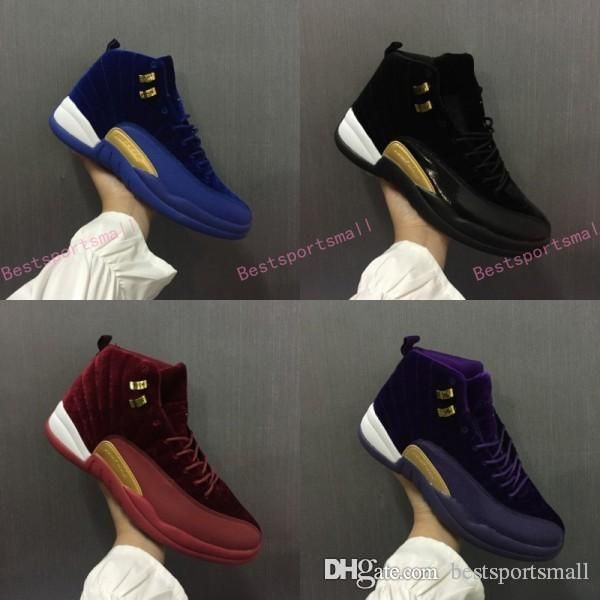 

2017 with box new 12 royal blue black purple wine red uede velvet heire ba ketball hoe neaker for men women outdoor port hoe