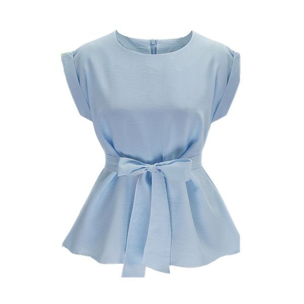 

bow tie blouse solid short sleeve 2018 summer women office ladies work elegant blouse 7472, White