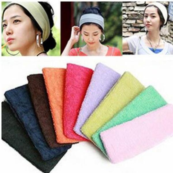 

10pcs/lot fashion girl's ladies' candy color multi color sports yoga hairband wide hair band towel material length about 17cm newe, Black;brown