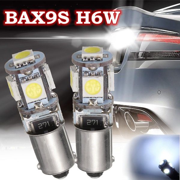 

4pcs bax9s h6w 5-smd car led side light bulb tail parking interior lights bulbs 6000k canbus error 12v