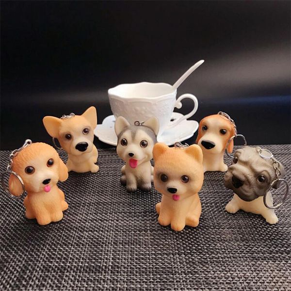 

cute creative dogs expression husky toys keychains pendant doll soft keychain for child women cartoon bag key rings gifts 7c0623, Silver