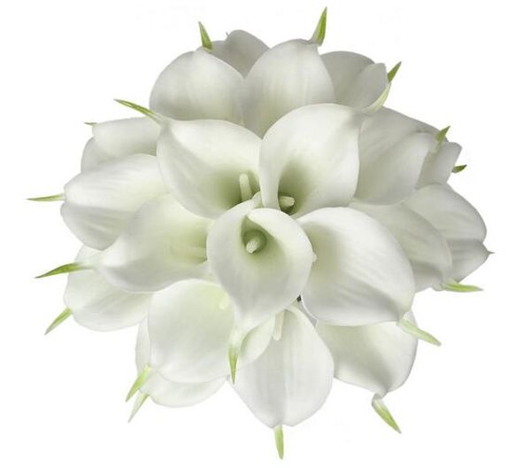 

21pcs/lot calla lily pure white bridal wedding bouquet head lataex real touch flower bouquets pack of 21 ( pure white