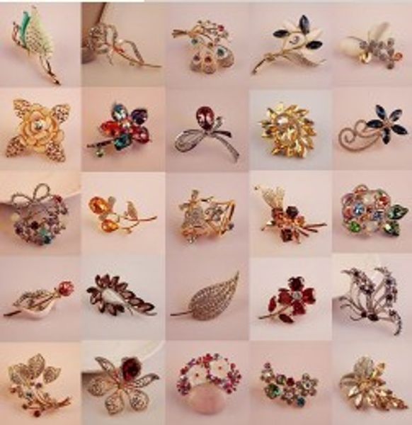 

high end brooch pins, mixed lot elegant flowers creative animals womens girls rhinestone crystal pin brooches gifts for holidays, Gray