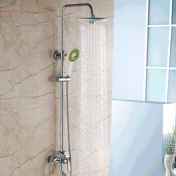 

2pcs bathroom round rain rainfall shower head hand held showerhead sets green white bath shower
