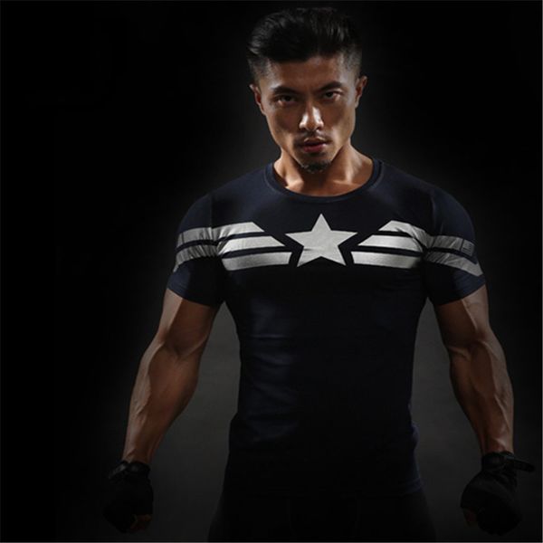 

2018new comics compress shirts iron man fit tight g ym bodybuilding 3dt-shirt, White;black