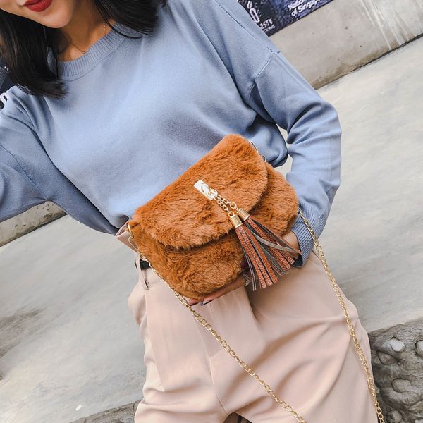 

2018 wholesale new style tassel messenger bags plain cross body chain bags women bags xinyuan // 9