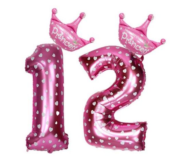 FENGRISE 17PCS Blu Rosa Numero Palloncino Buon Compleanno Palloncino Decorazione Festa di Compleanno Bambini Ragazzo Ragazza Numero Palloncino Festa