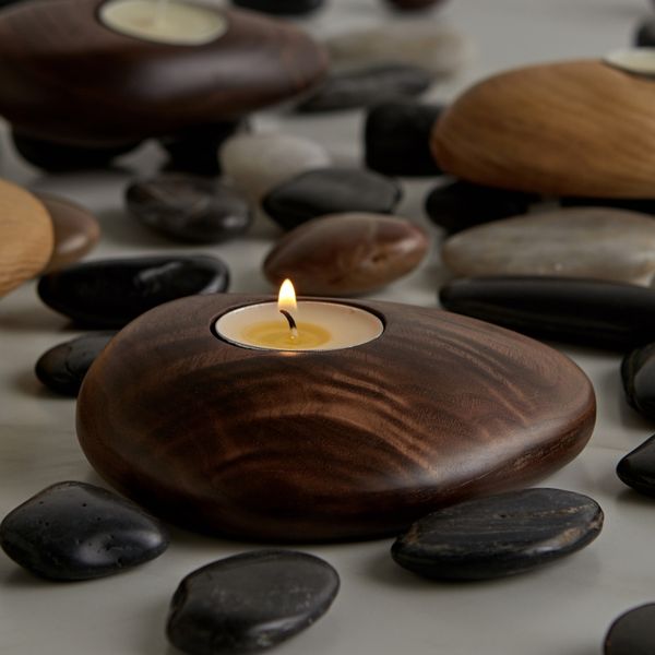 Handmade Modern Walnut Wood Candlestick Creative Gift Cobblestone Handmade Modern Walnut Wood Candlestick Creative Gift Cobblestone Candle Holder Wedding Bar Decoration Living Room
