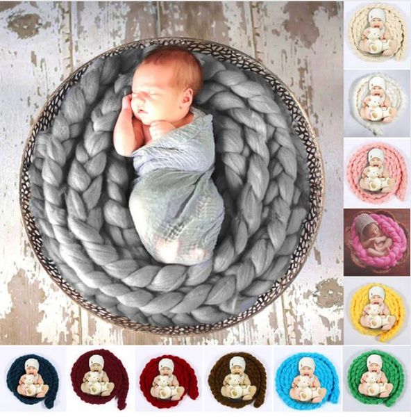 Neugeborenen Fotografie Requisiten 4M 12 Farben Wolle Twist Seil Foto Requisiten Hintergrund Baby Fotografie Requisiten Fotografia Kostüm