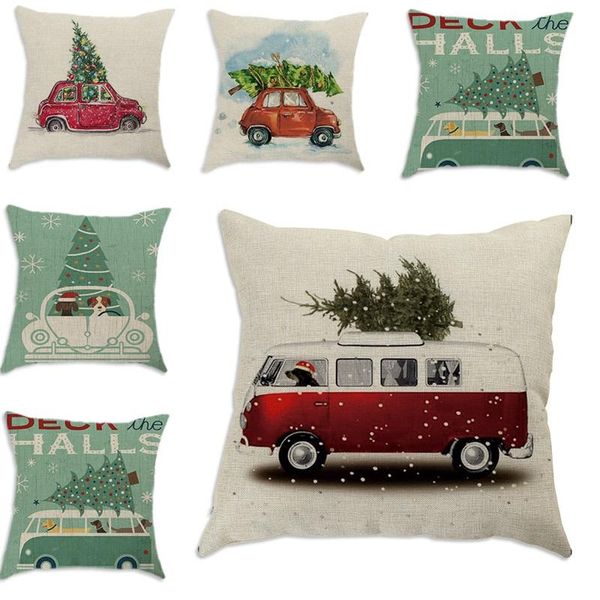 

с рождеством христовым ликование наволочка дерево автомобиль шаблон цифровой печати чехлы мультфильм орнамент home decor наволочка 6 8xy ff