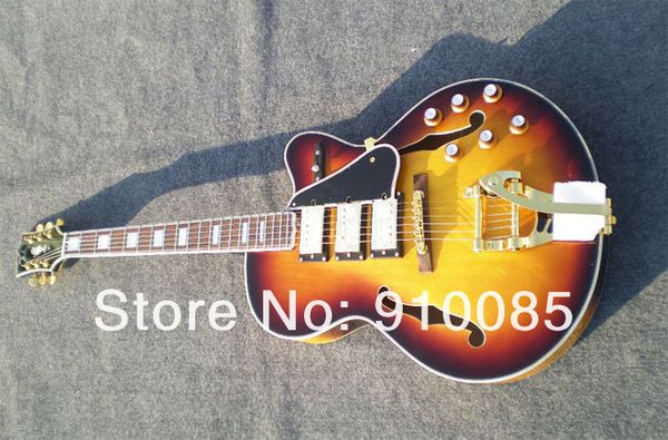 

deluxe vintage sunburst semi hollow electric guitar abalone binding body ing