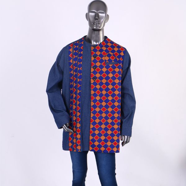 

2019 casual cotton mens african clothing dashiki patchwork print shirt bazin riche traditional wyn380, White;black