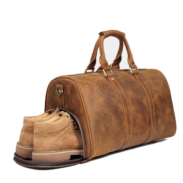 leather holdall with shoe compartment